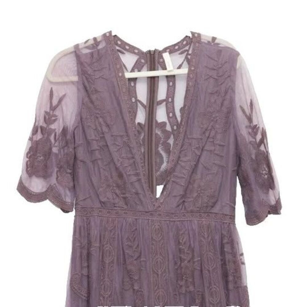 Wishlist Deep V Lace Mesh Maxi Dress Romper Whimsigoth Fairy Festival Boho Sz L - Picture 6 of 9